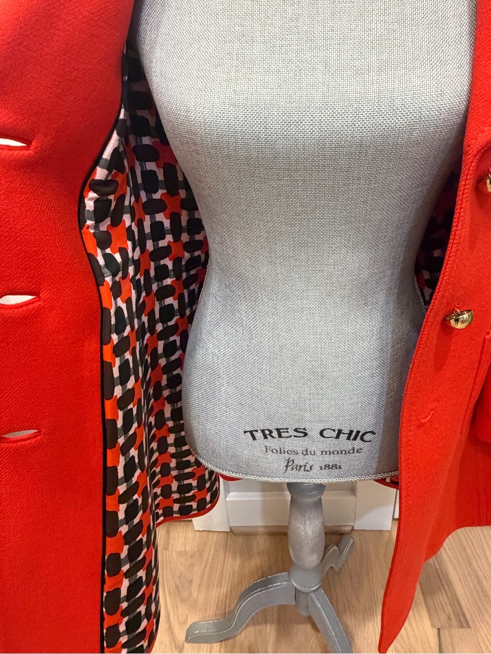 kate spade Vibrant Red Double-Breasted Wool Pea Coat - Picture 2 of 5